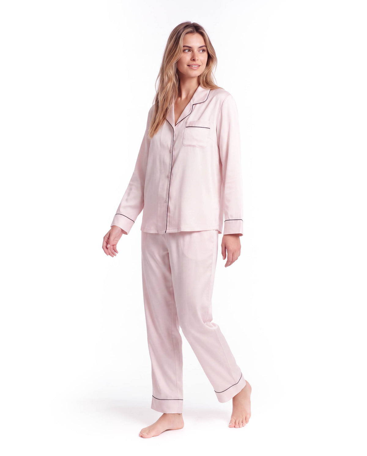 Silk Pajama Set for Women – Soft, Breathable, Luxury Sleepwear with Long Sleeves &amp; Pants