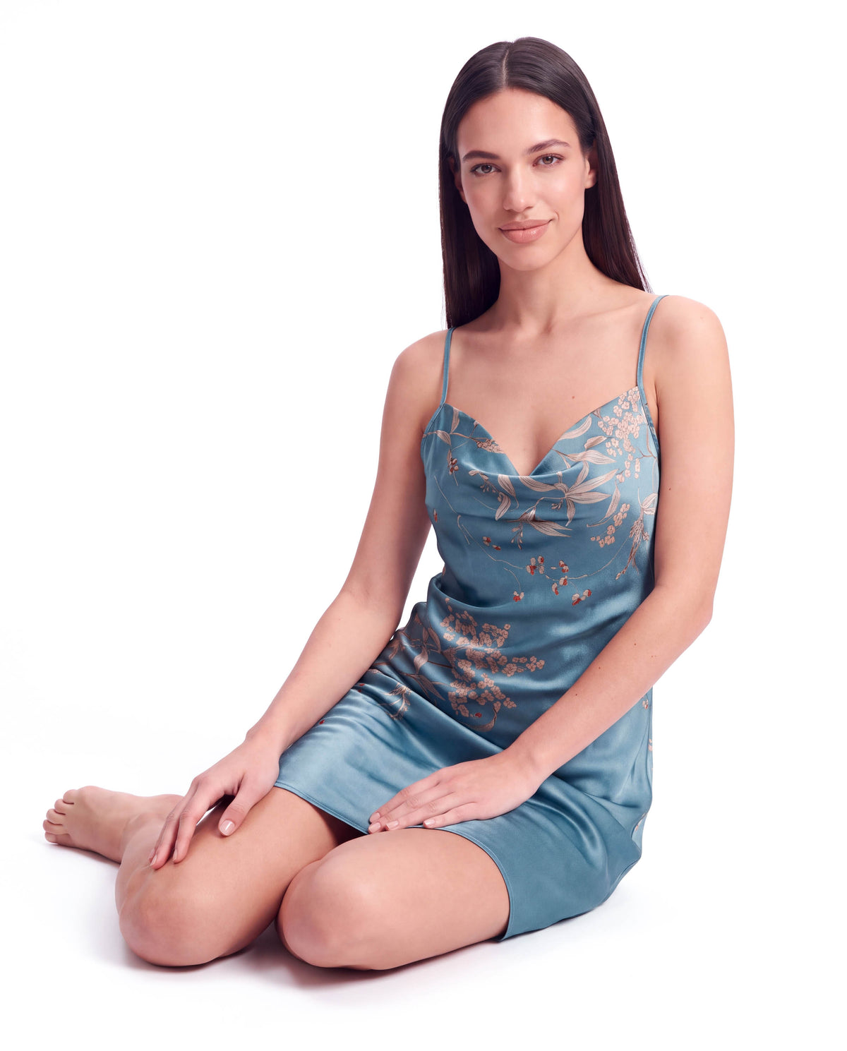 Women’s Puff-Sleeve Halter Neck Dress – Printed Casual Nightgown