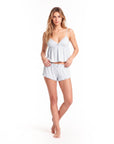 Women’s Lace Trim Pajama Set – Embroidered Camisole Top with Shorts