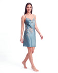 Women’s Puff-Sleeve Halter Neck Dress – Printed Casual Nightgown