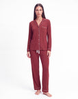 Women’s Bamboo Pajama Set – Long Sleeve Button Down Top with Full Length Pants