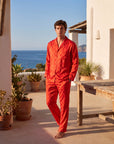 Men’s Long-Sleeve Pajama Set – Two-Piece Plaid Loungewear