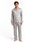 Men’s Silk-Like Pajama Set – Luxurious Paisley Pattern Sleepwear