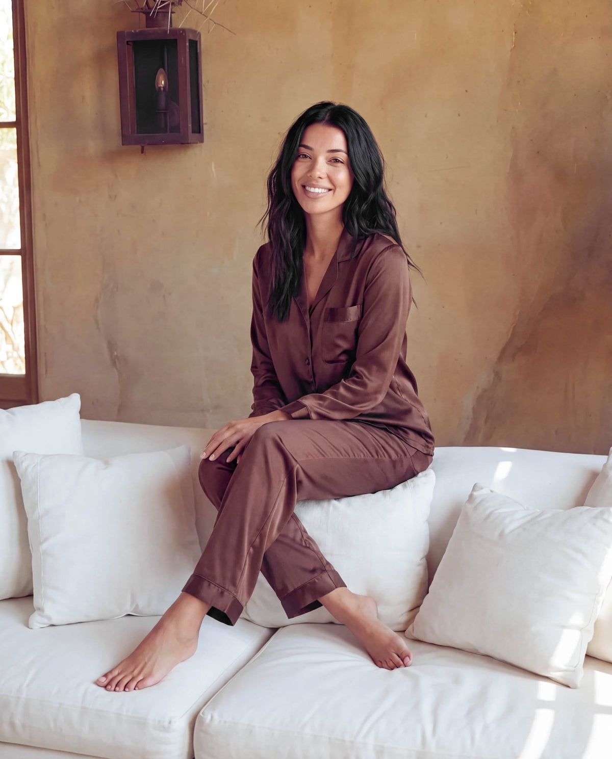 Silk Long Sleeve Pajama Set for Women – Elegant Sleepwear - Silken &amp; Dreams