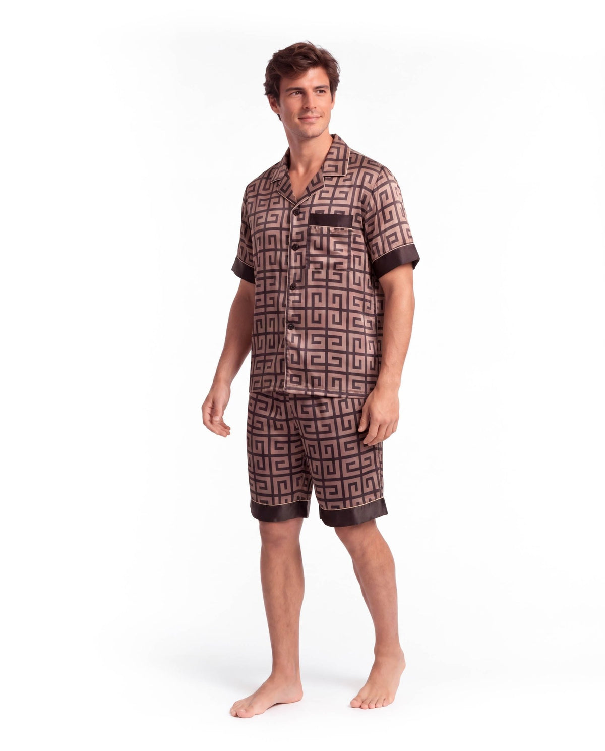 Men’s Pajama Set – Geometric Patterned Sleepwear