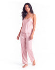 Women's Pajama Set – V-Neck Halter Top with Wide-Leg Pants
