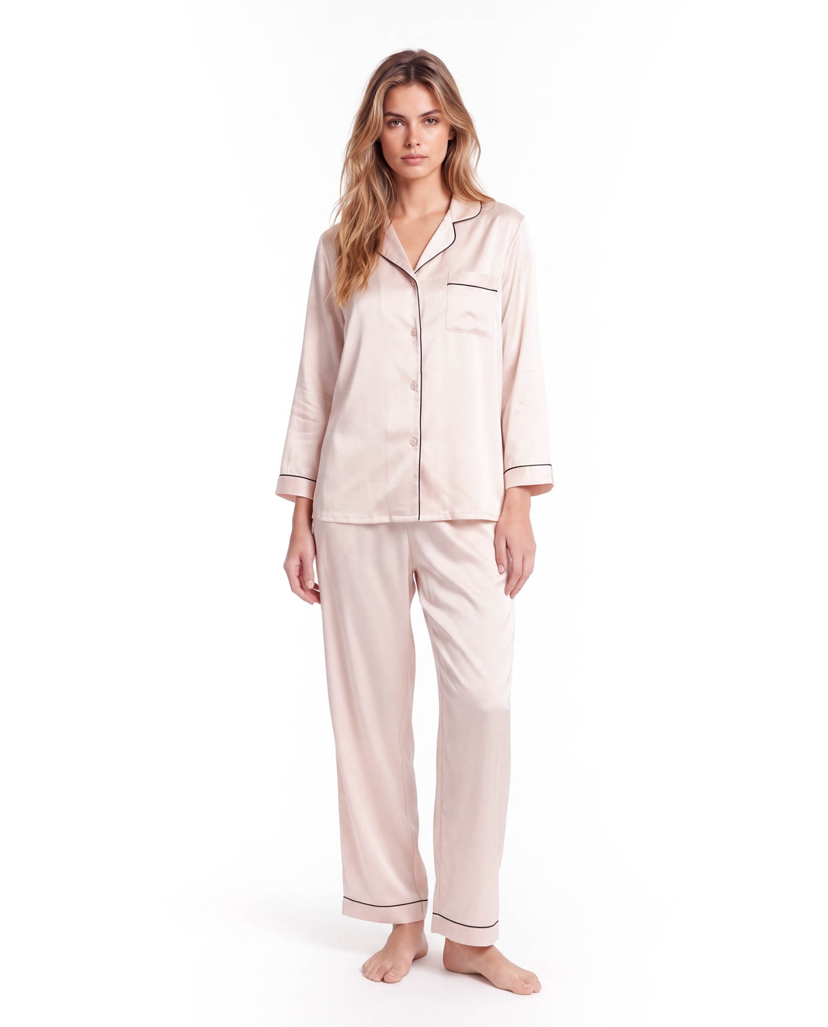 Silk Pajama Set for Women – Soft, Breathable, Luxury Sleepwear with Long Sleeves &amp; Pants