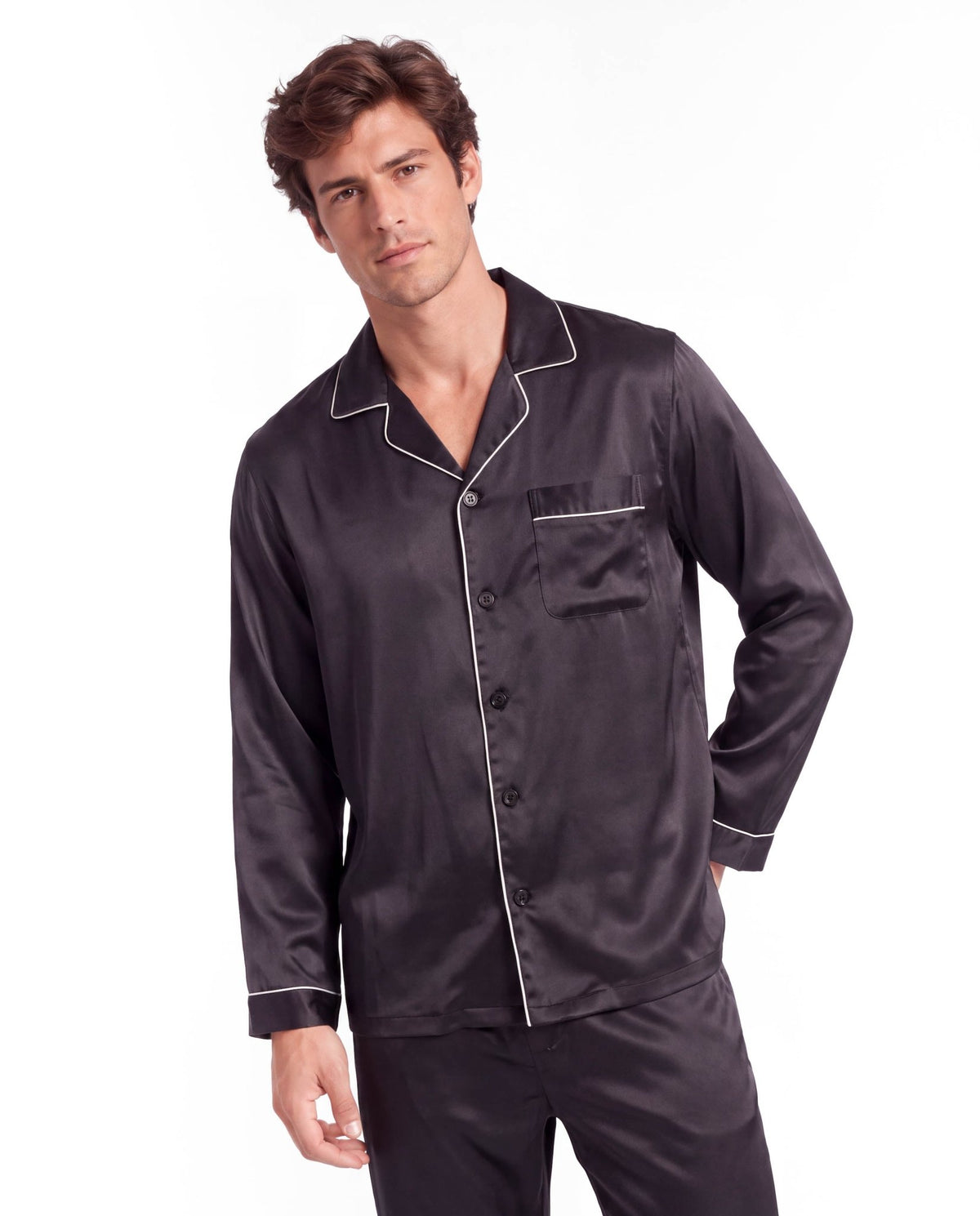 Men’s Cooling Pajama Set – Breathable Long Sleeve Sleepwear for Night Comfort