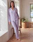 Women’s Bamboo Pajama Set – Long Sleeve Button Down Top with Full Length Pants
