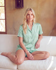 Women's Ice Silk Pajama Set – Loose Short Sleeve Satin Lounge Set