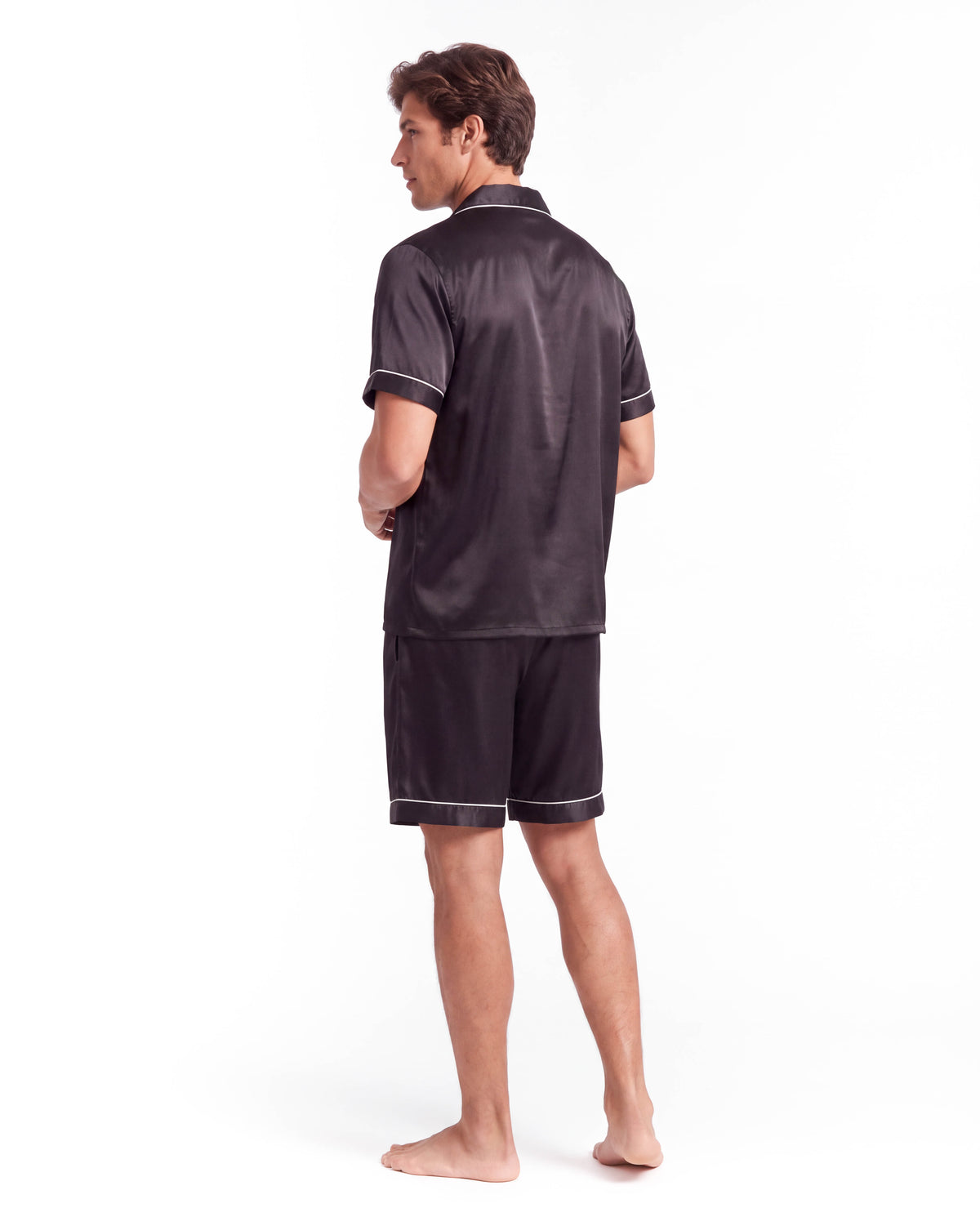 Men’s Silk Short Sleeve Set – Suit Collar Loungewear Set