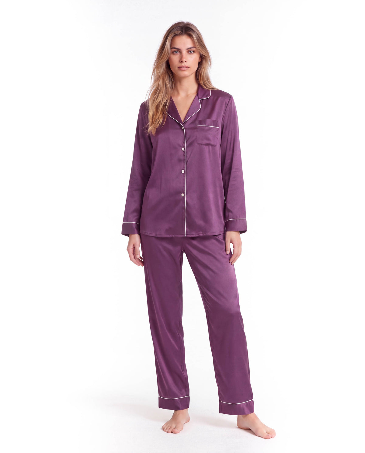 Silk Pajama Set for Women – Soft, Breathable, Luxury Sleepwear with Long Sleeves &amp; Pants