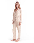 Silk Pajama Set – Long Sleeve Peter Pan Collar Top & Relaxed Pants
