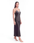 Arabella Silk Maxi Nightgown – Elegant Lace Trim Sleepwear for Women