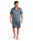 Men’s Silk-Like Pajama Set – Luxurious Paisley Pattern Sleepwear