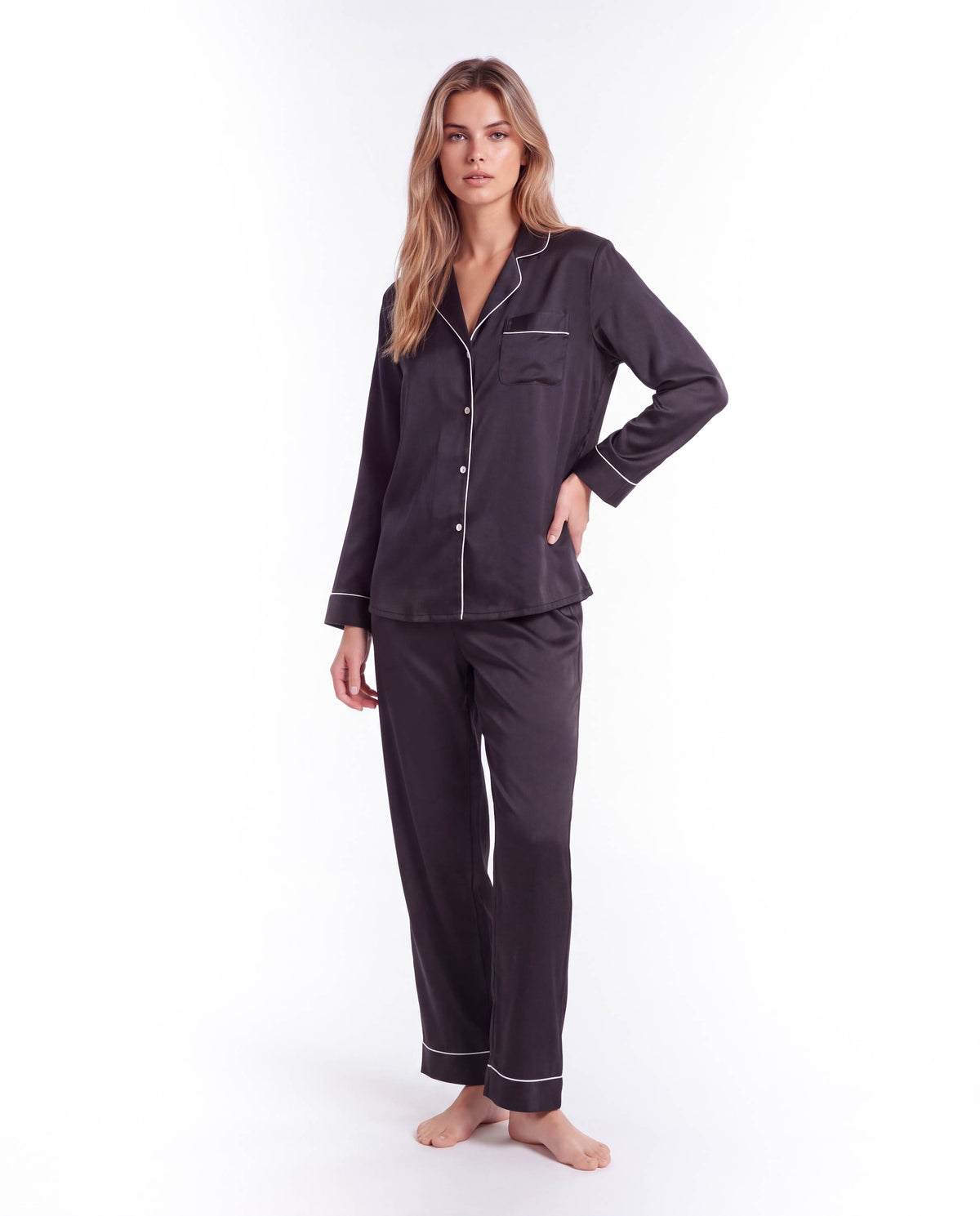 Silk Pajama Set for Women – Soft, Breathable, Luxury Sleepwear with Long Sleeves &amp; Pants