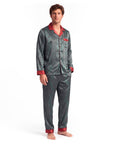 Men’s Silk-Like Pajama Set – Luxurious Paisley Pattern Sleepwear