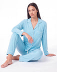 Women’s Bamboo Pajama Set – Long Sleeve Button Down Top with Full Length Pants