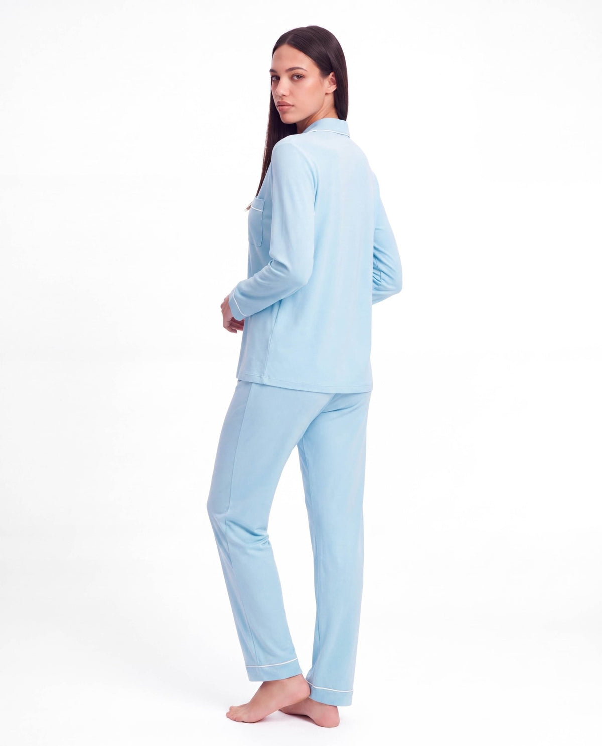 Women’s Bamboo Pajama Set – Long Sleeve Button Down Top with Full Length Pants