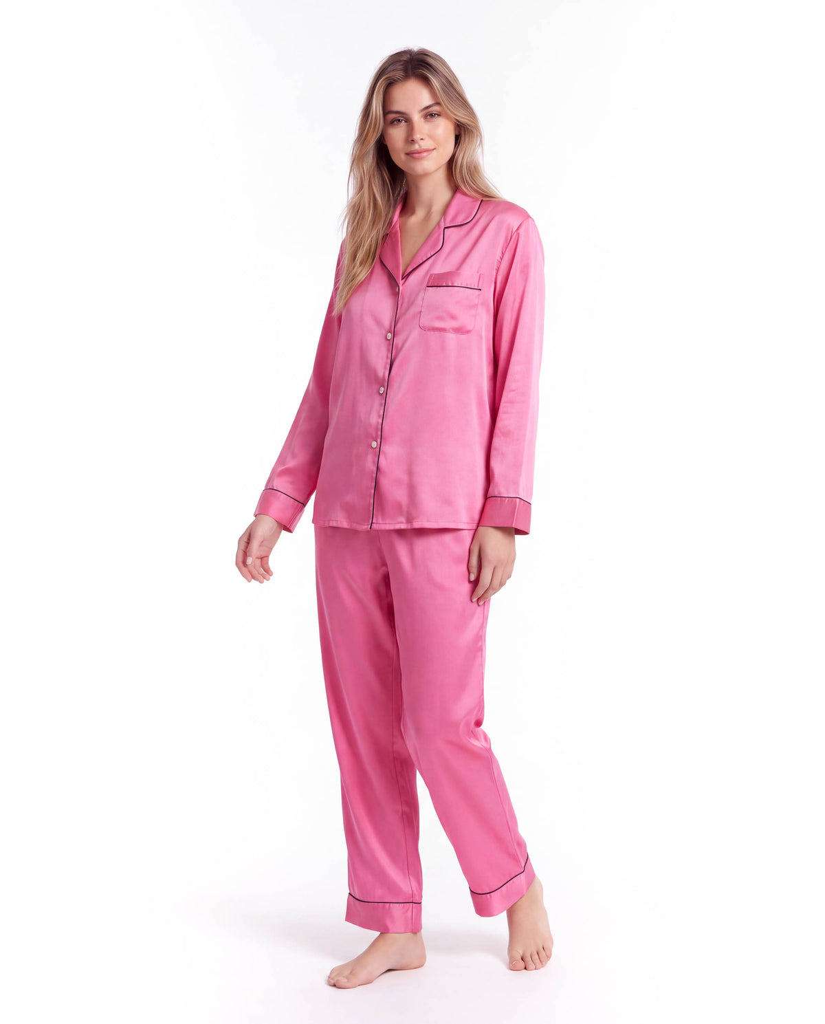 Silk Pajama Set for Women – Soft, Breathable, Luxury Sleepwear with Long Sleeves &amp; Pants
