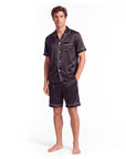 Men’s Silk Short Sleeve Set – Suit Collar Loungewear Set