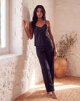 Women's Pajama Set – V-Neck Halter Top with Wide-Leg Pants
