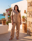 Sleepwear Set for Plus Size Women – Fashionable Tops and Long Pants Homewear