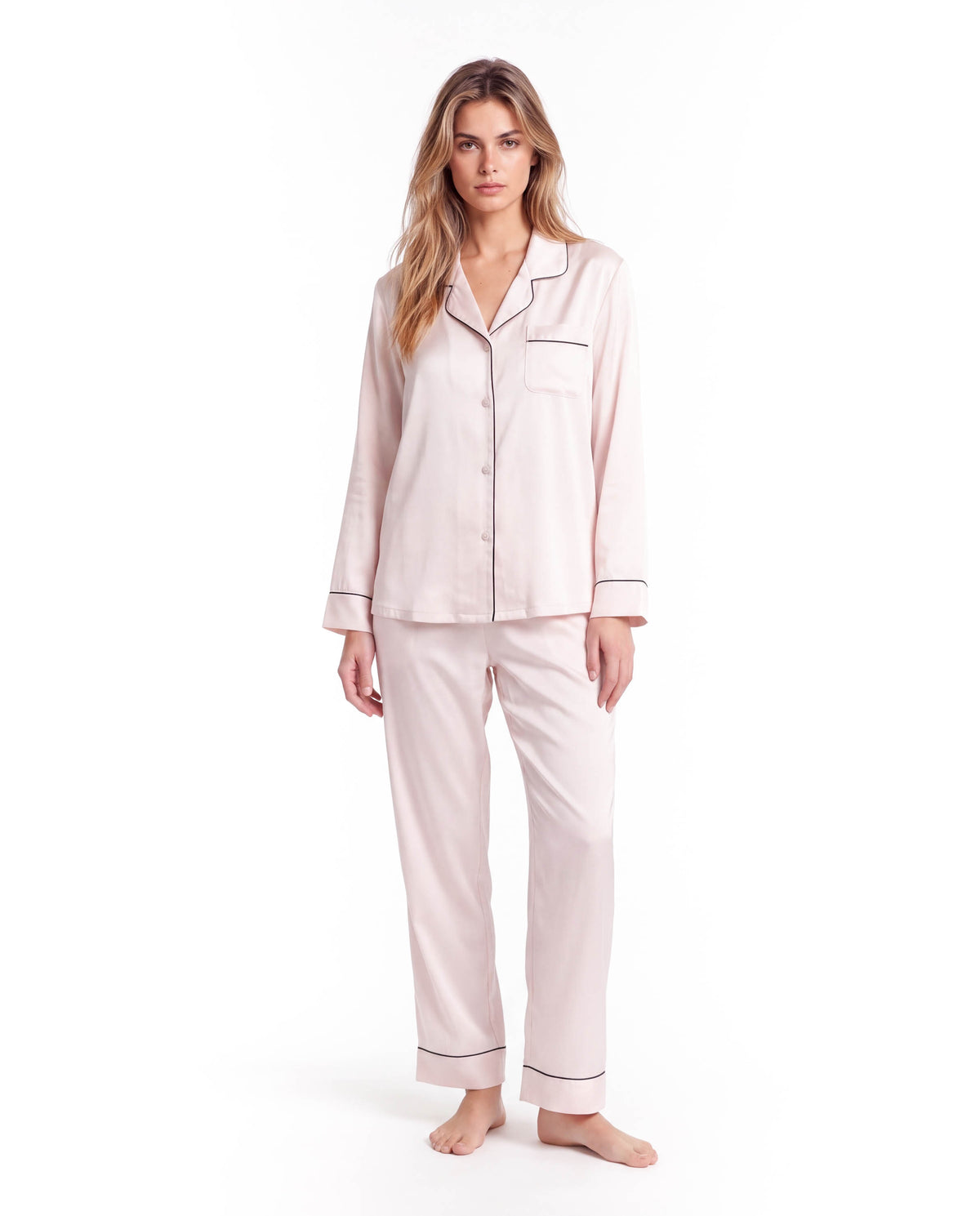 Silk Pajama Set for Women – Soft, Breathable, Luxury Sleepwear with Long Sleeves &amp; Pants