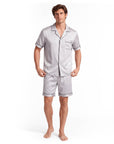 Men’s Silk Short Sleeve Set – Suit Collar Loungewear Set
