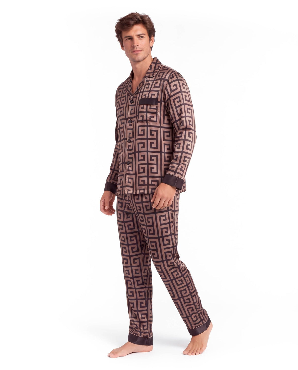 Men’s Pajama Set – Geometric Patterned Sleepwear