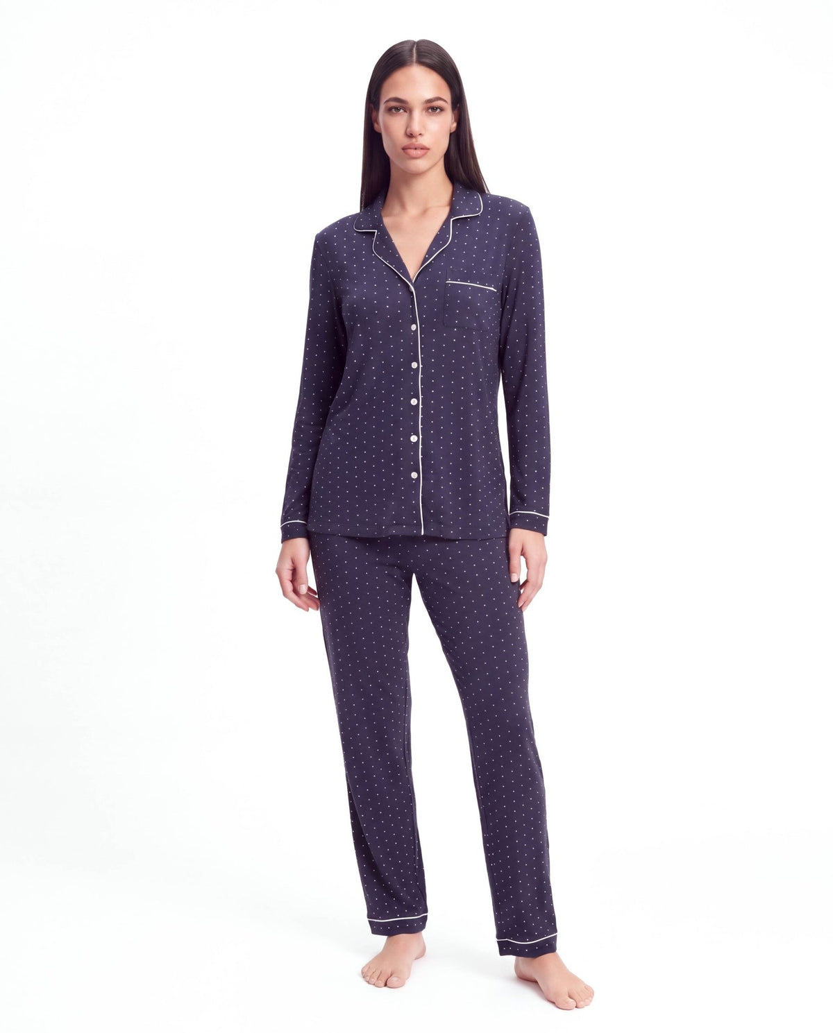 Women’s Bamboo Pajama Set – Long Sleeve Button Down Top with Full Length Pants