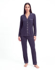 Women’s Bamboo Pajama Set – Long Sleeve Button Down Top with Full Length Pants