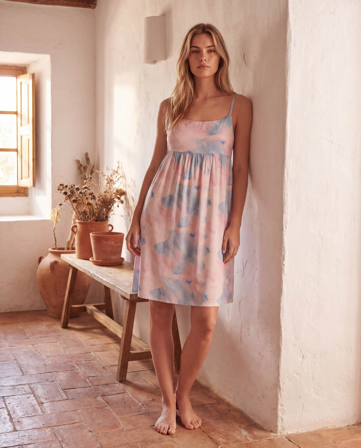 Silk Watercolor Print Suspender Dress – Lightweight, Breathable &amp; Luxuriously Soft