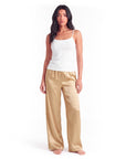 Women's Satin Wide-Leg Pants – Elastic High Waist with Draped Silhouette