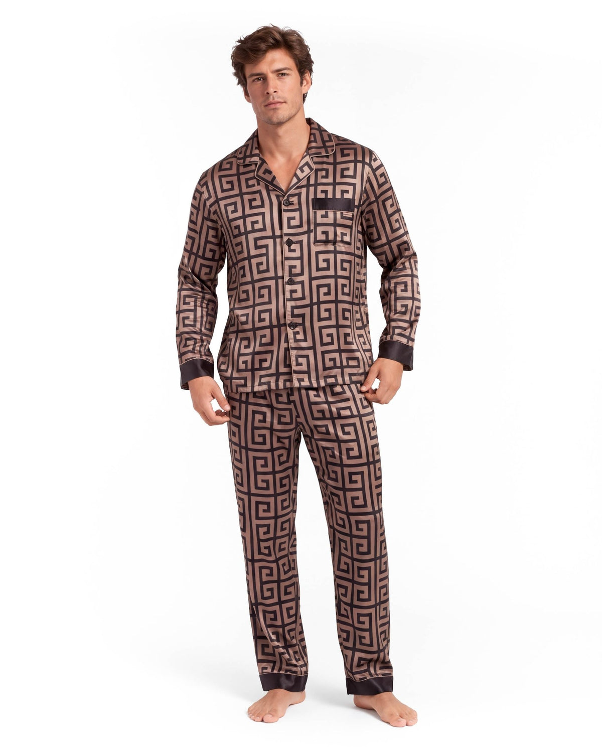 Men’s Pajama Set – Geometric Patterned Sleepwear
