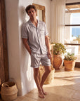 Men’s Silk Short Sleeve Set – Suit Collar Loungewear Set