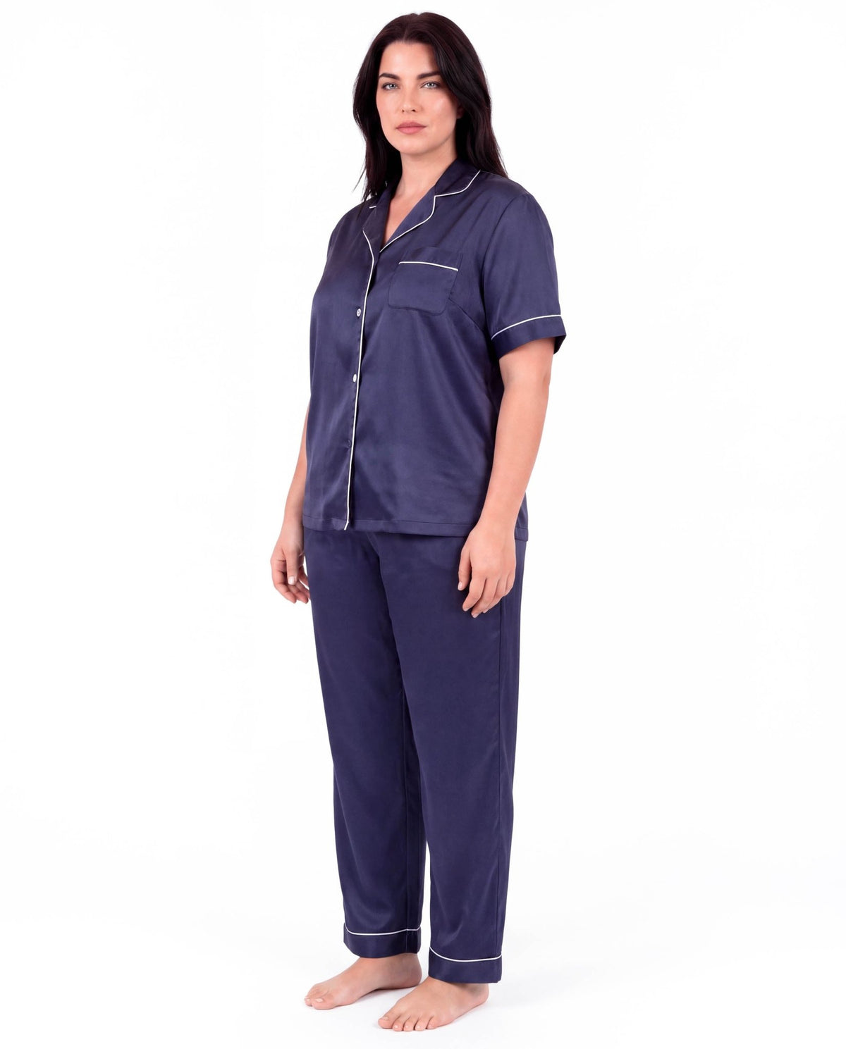 Sleepwear Set for Plus Size Women – Fashionable Tops and Long Pants Homewear