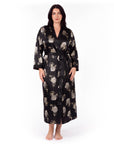 Luxurious Satin Kimono Robe with Contrast Trim – Long Sleeve, Belted, Machine Washable