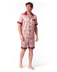 Men’s Silk-Like Pajama Set – Luxurious Paisley Pattern Sleepwear