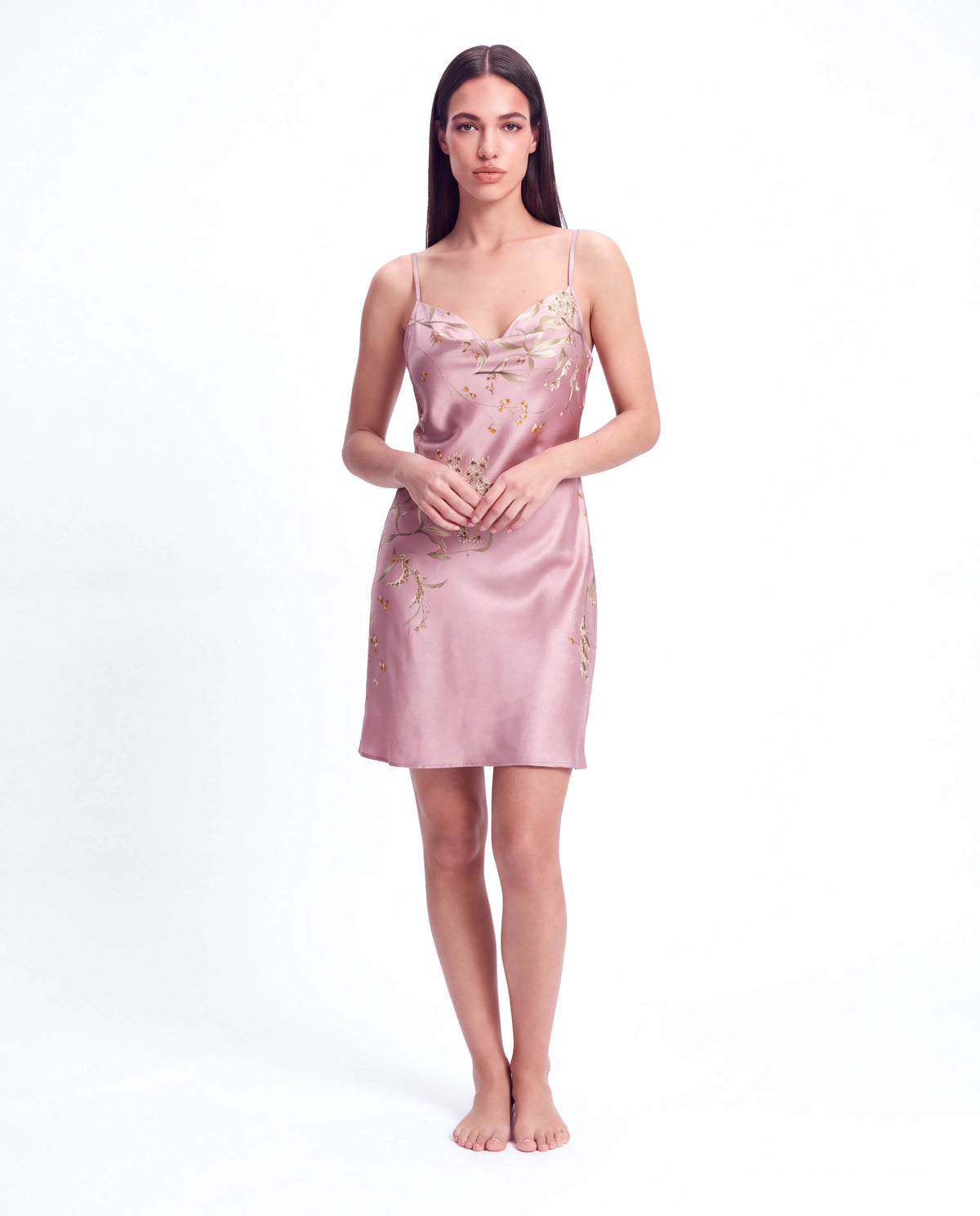 Women’s Puff-Sleeve Halter Neck Dress – Printed Casual Nightgown