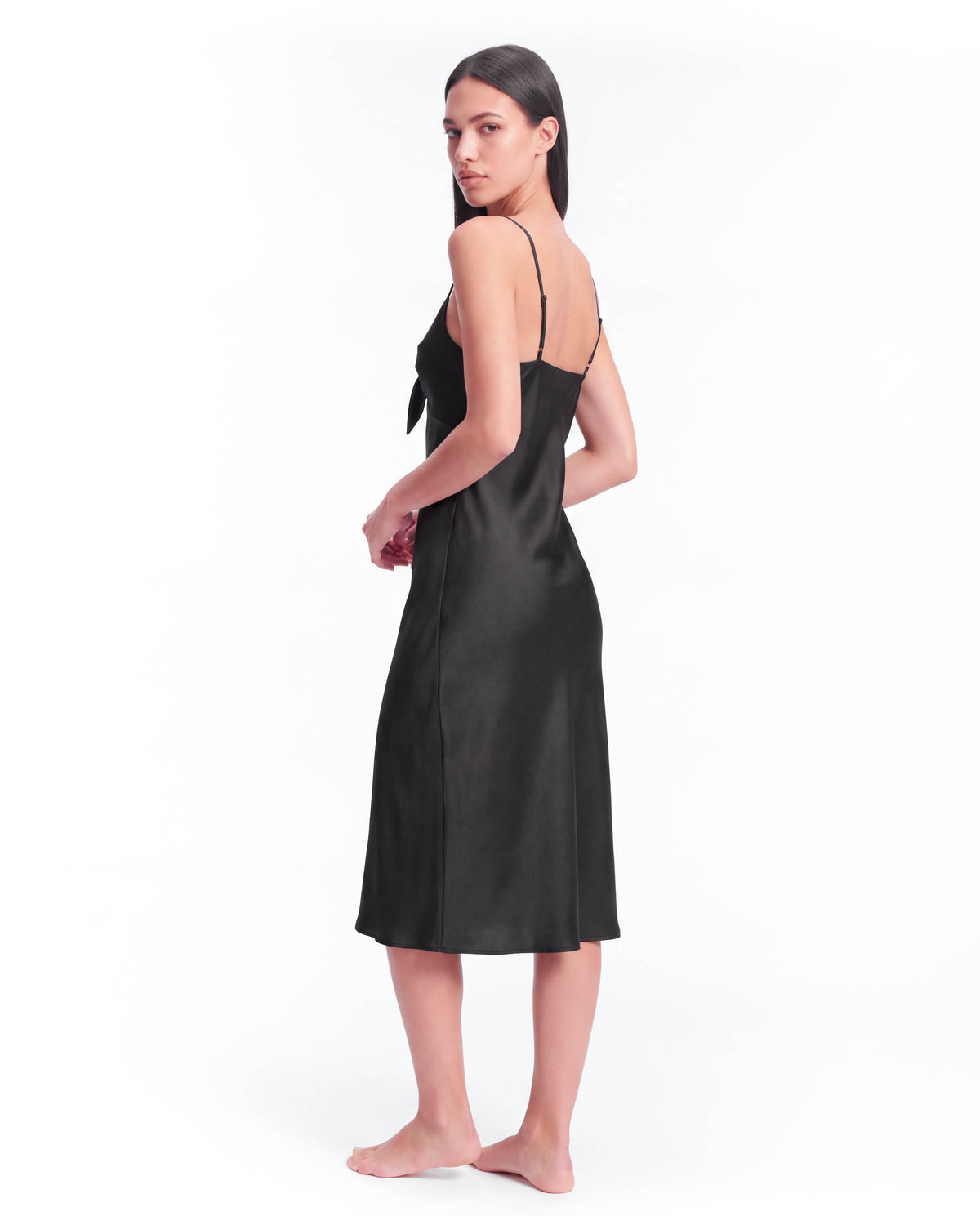 Silk Evening Gown – Elegant Bow Design, Soft &amp; Luxurious Formal Dress