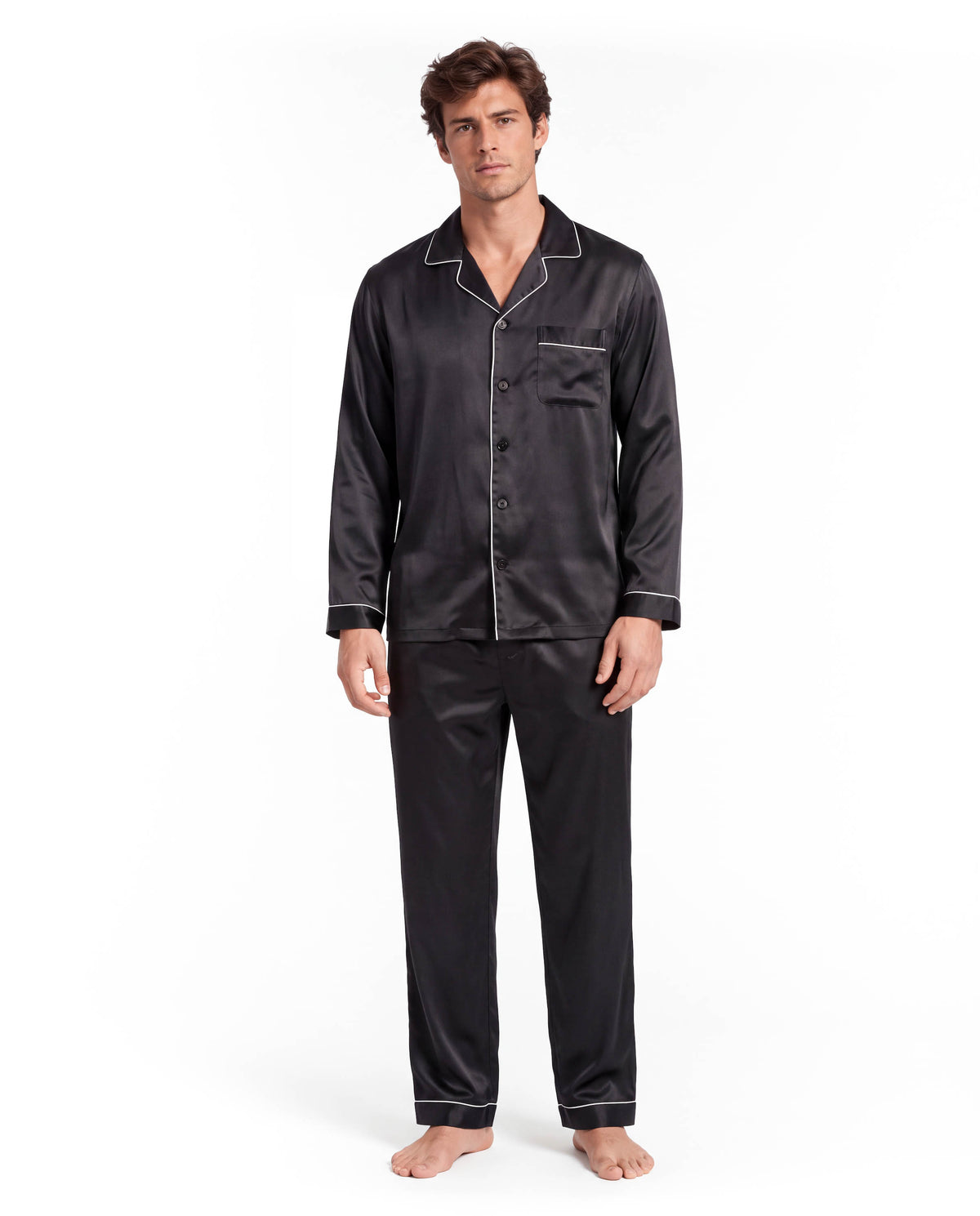 Men’s Cooling Pajama Set – Breathable Long Sleeve Sleepwear for Night Comfort