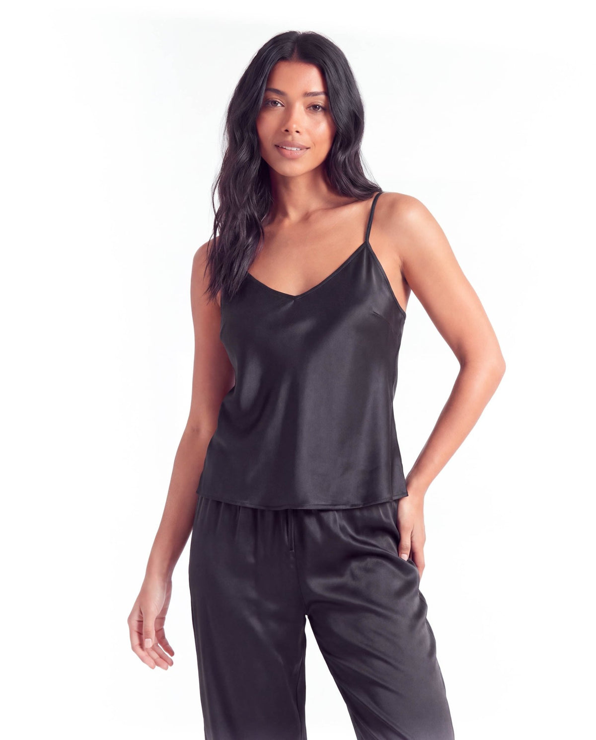 Women's Pajama Set – V-Neck Halter Top with Wide-Leg Pants