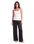 Women's Satin Wide-Leg Pants – Elastic High Waist with Draped Silhouette
