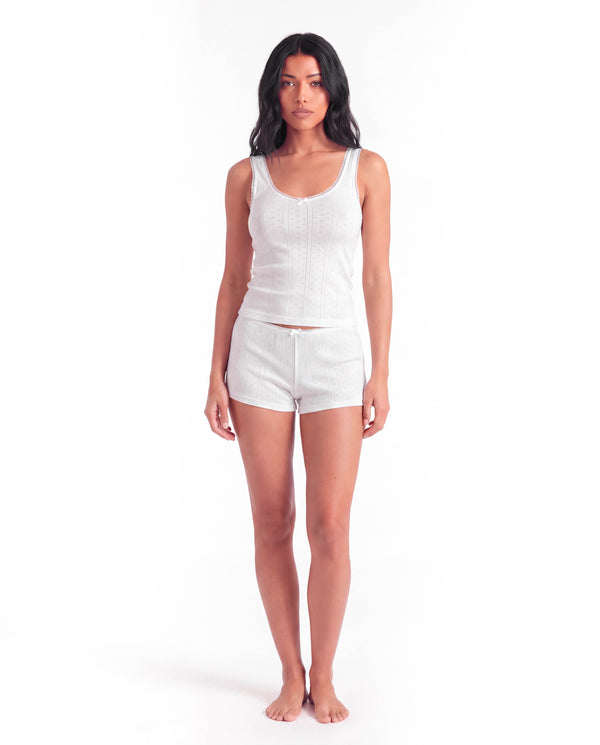 Women’s Square Neck Tank Top and Shorts Set – Sleeveless Top with Low-Waist Elastic Shorts
