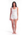 Women’s Square Neck Tank Top and Shorts Set – Sleeveless Top with Low-Waist Elastic Shorts
