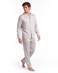 Men’s Long-Sleeve Pajama Set – Two-Piece Plaid Loungewear