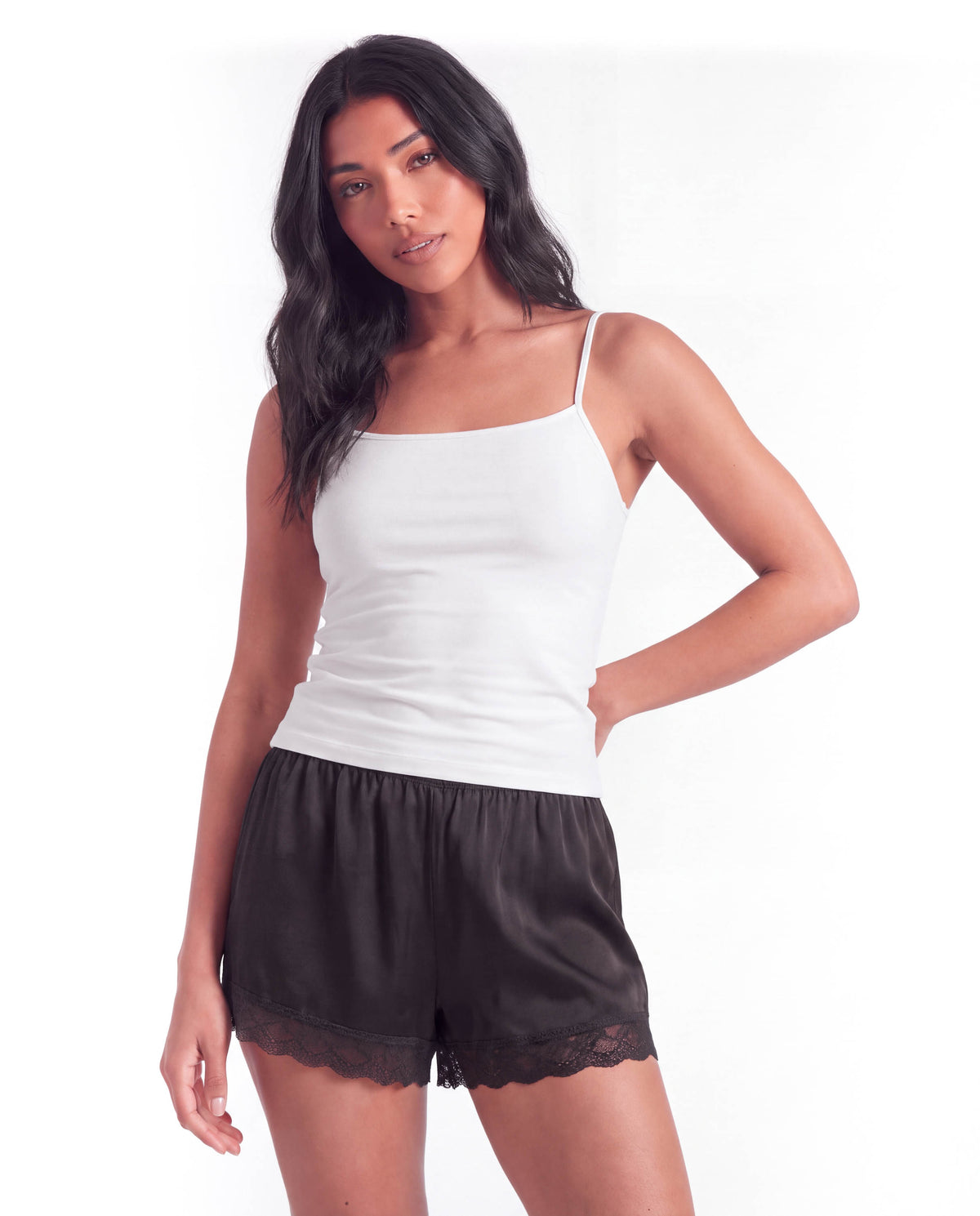Women's Satin Lace Shorts – Relaxed Fit with Elastic Waist
