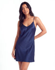 Women’s Satin Slip Nightdress – V-Neck Spaghetti Strap Mini Sleepwear