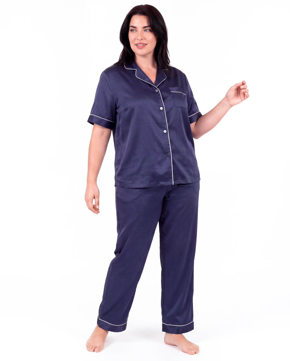 Sleepwear Set for Plus Size Women – Fashionable Tops and Long Pants Homewear
